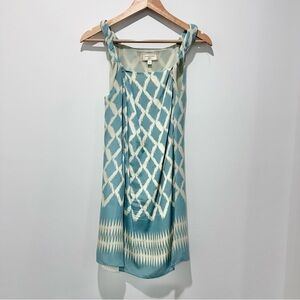 Anthro Moulinette Soeurs silk sleeveless diamond print mini dress blue size 0